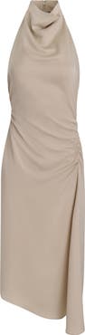 Donna Karan New York Satin Cowl Neck Midi Dress