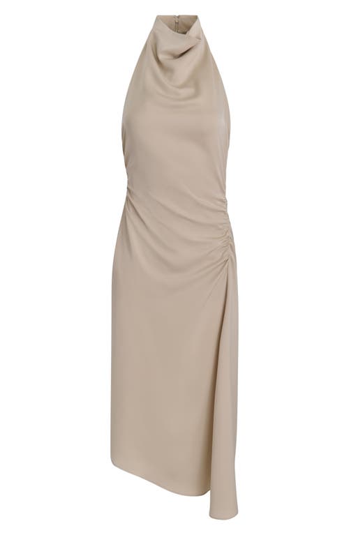 Donna Karan New York Satin Cowl Neck Midi Dress In Neutral