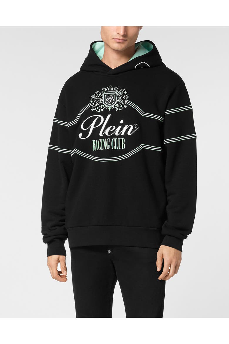 Hoodie Sweatshirt Ls Racing Club Men, Main, color, black/turquoise
