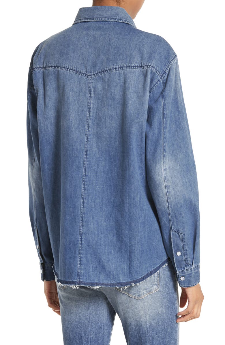 FRAME Frayed Denim Shirt, Alternate, color, 