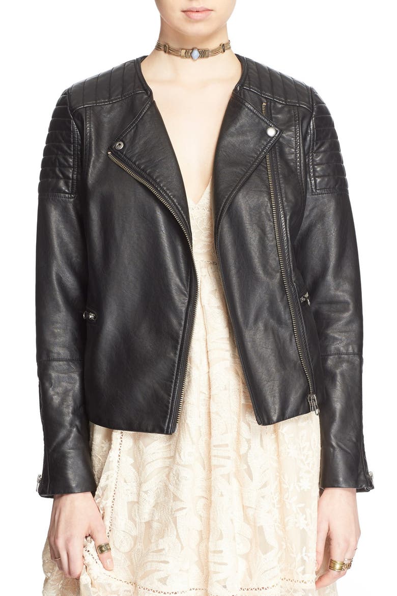 'Exclusive' Faux Leather Jacket, Main, color, BLACK