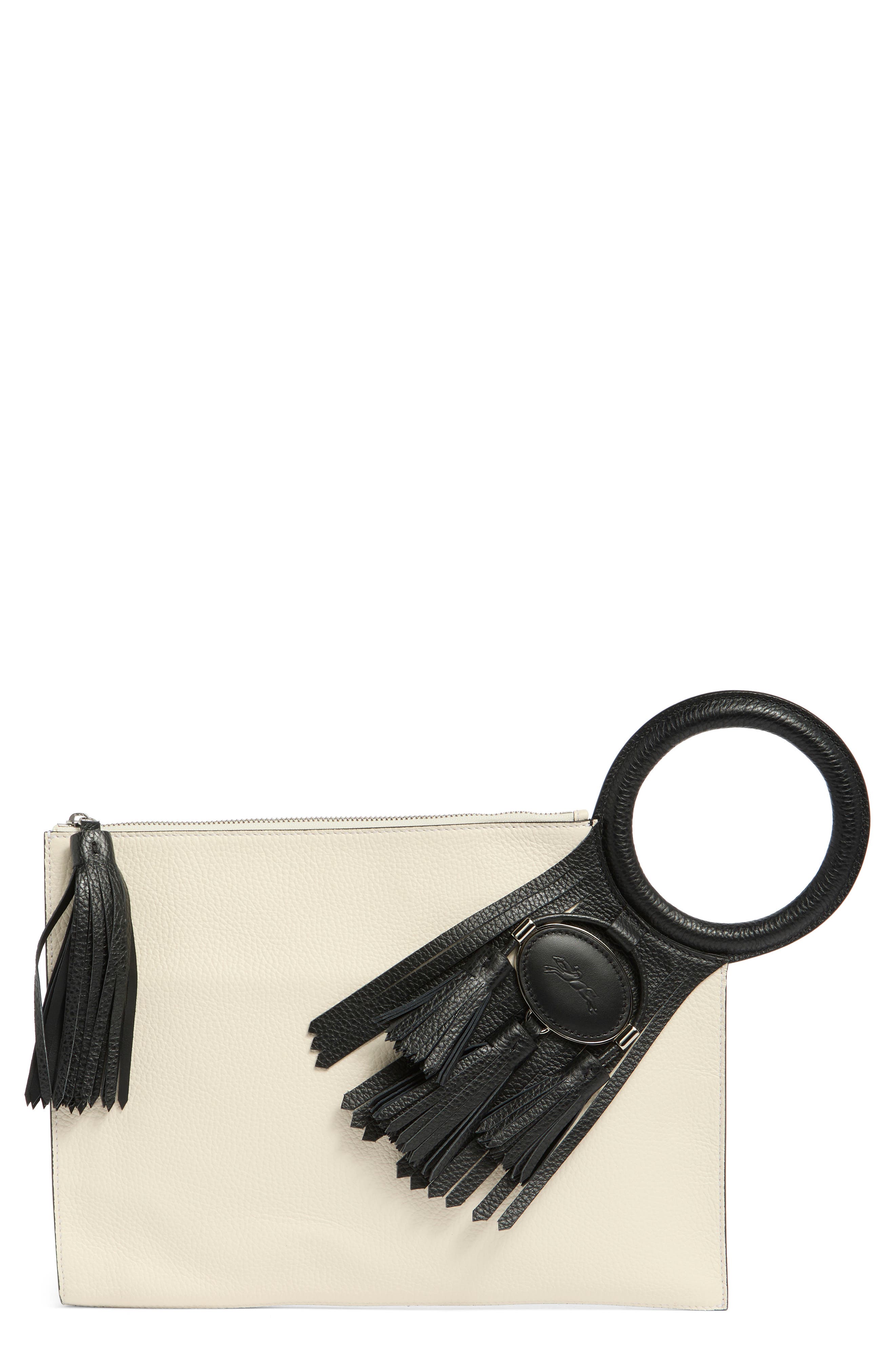Longchamp Tassel Leather Clutch
