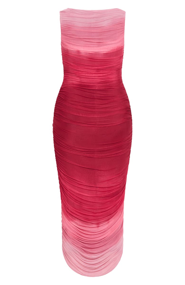 City Chic Halo Ombré Ruched Sleeveless Maxi Dress, Alternate, color, Ruby Ombre