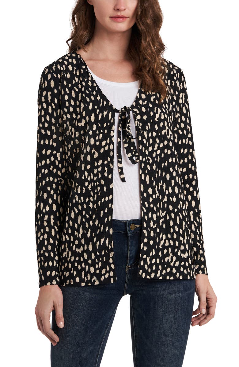 Vince Camuto Animal Print Tie Neck Cardigan, Main, color,