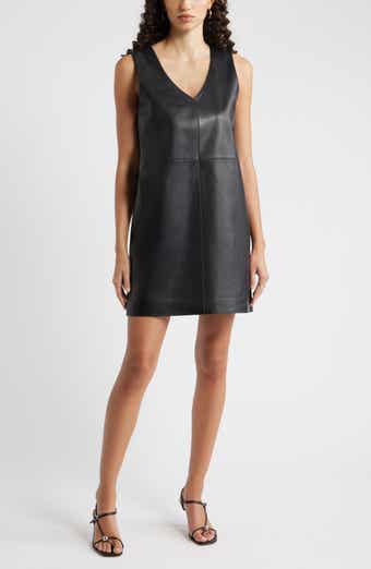 Nordstrom Sleeveless Leather V-Neck Minidress