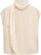 MANGO Tie Neck Silk Top