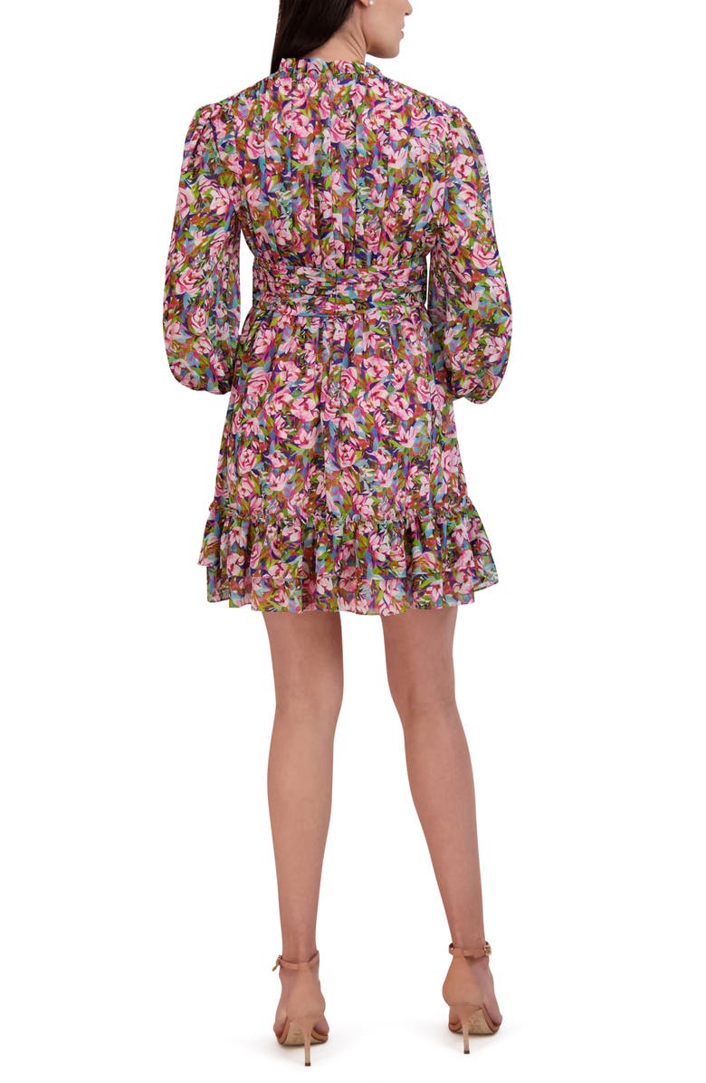 Julia Jordan Floral Ruffle Trim Minidress, Alternate, color,