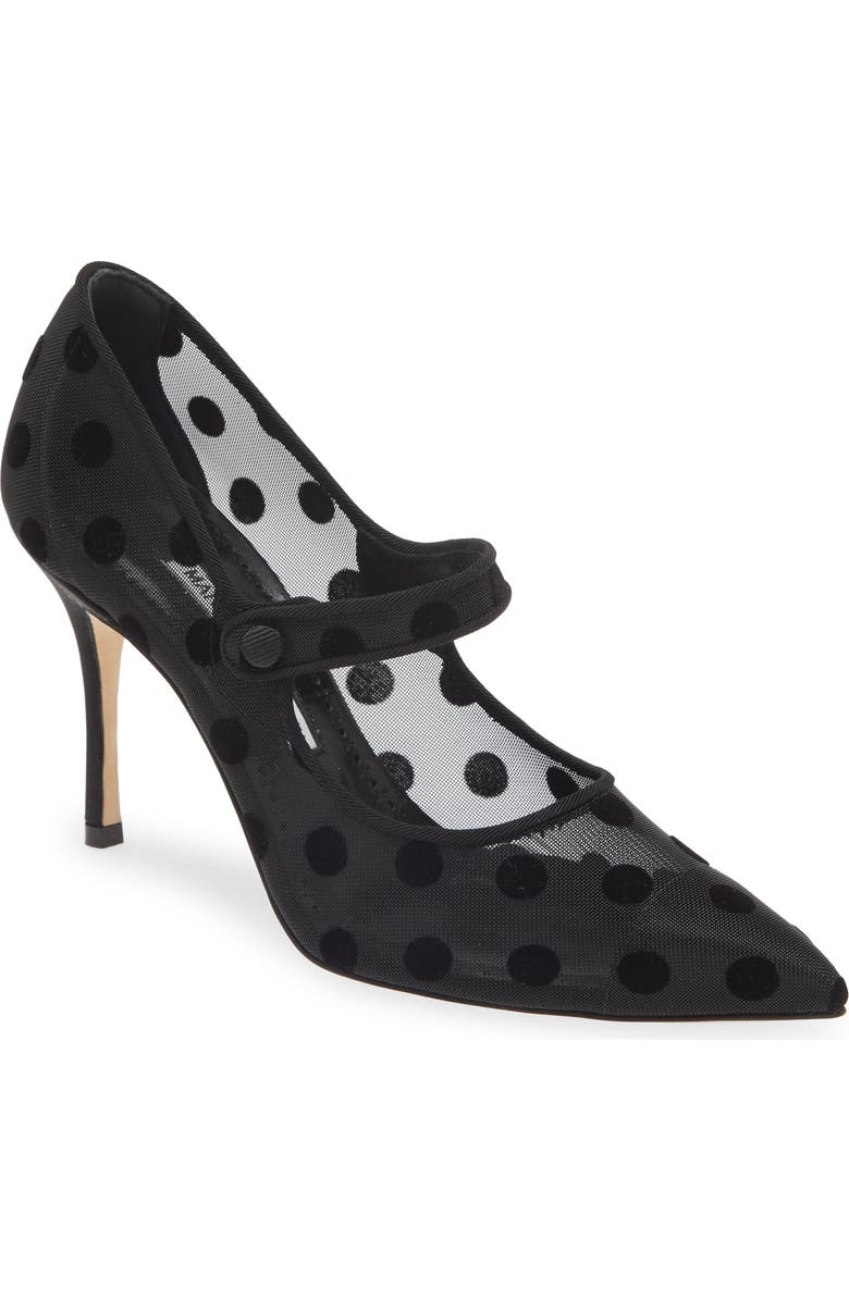 Manolo Blahnik Campari Polka Dot Mesh Pump, Main, color,