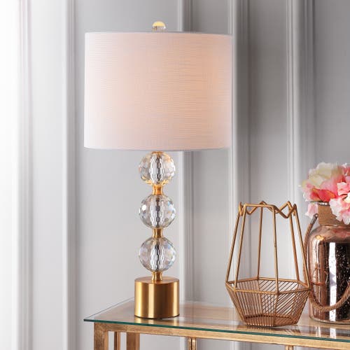 Jonathan Y Designs Ashley 25.25in Crystal Table Lamp In Clear/brass Gold