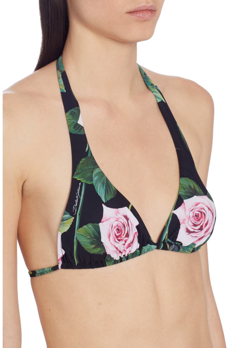 Rose Print Bikini Top, Alternate, color, HN96C BLACK