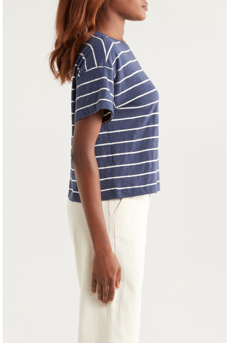 Slub Cotton Crop T-Shirt, Alternate, color, NAVY/WHITE STRIPE