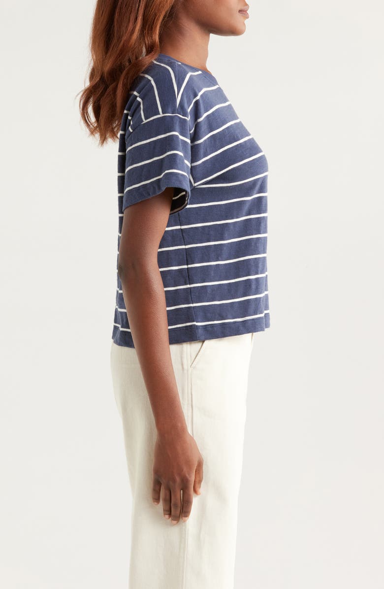 Marine Layer Slub Cotton Crop T-Shirt, Alternate, color, Navy/ White Stripe