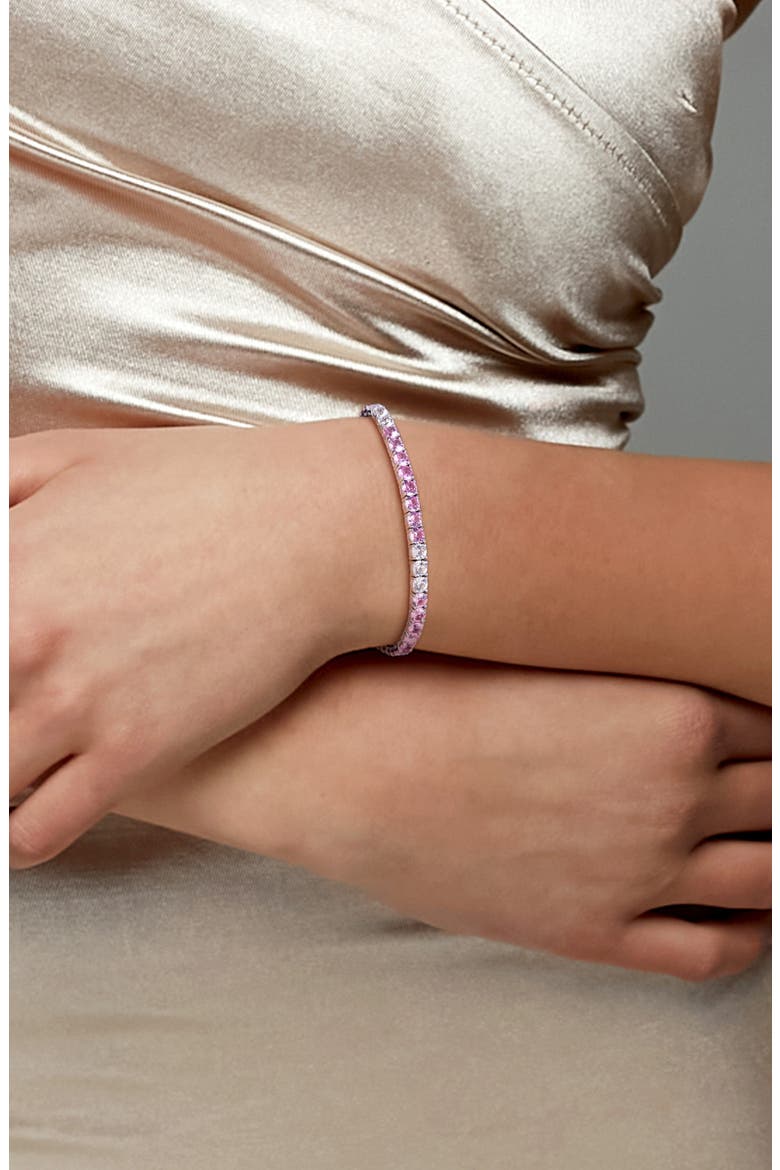 Lab Grown Pink & White Sapphire Bracelet & Necklace Set, Alternate, color, PINK