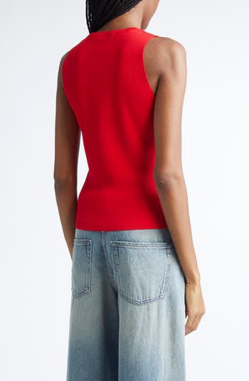 M-Caddix-Top Logo Cutout Sleeveless Rib Top