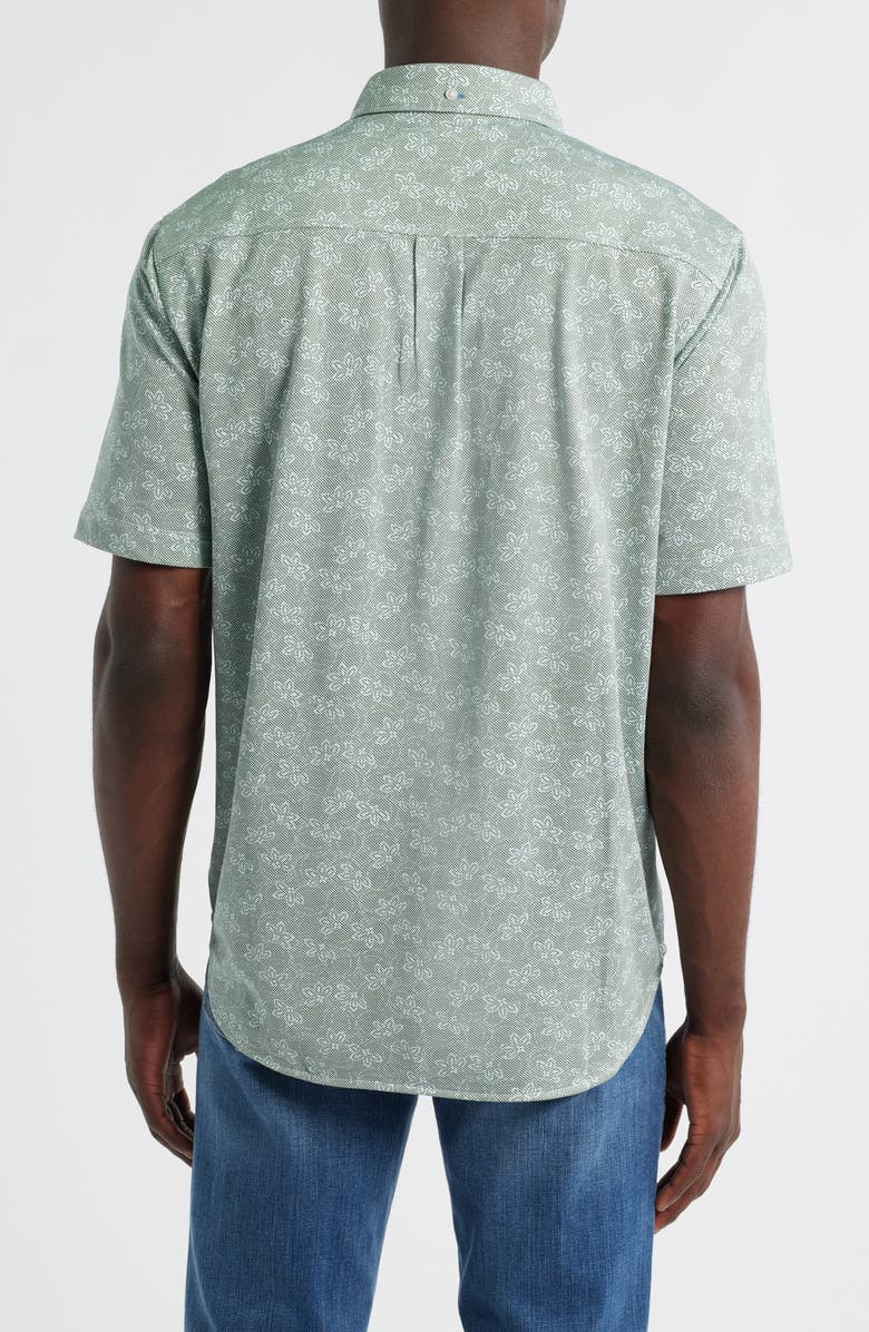 Tommy Bahama San Lucio Lotos Floral IslandZone<sup>®</sup> Short Sleeve Cotton Blend Button-Up Shirt, Alternate, color, Highland Green