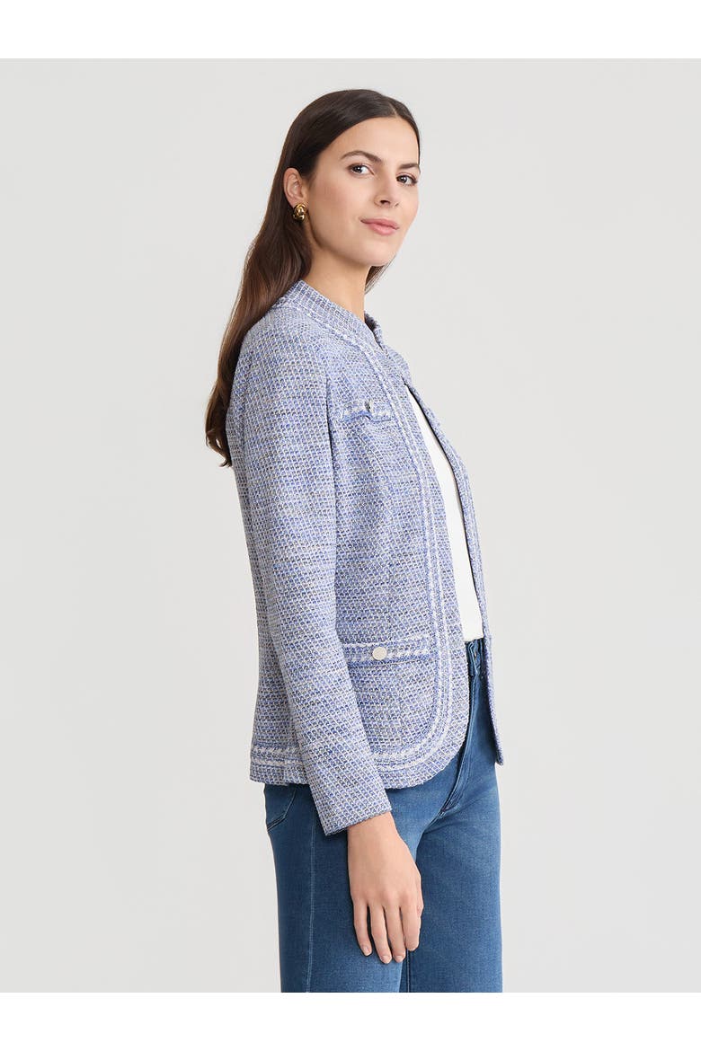 Melange Tweed Knit Jacket, Alternate, color, Aegean Blue/Biscotti