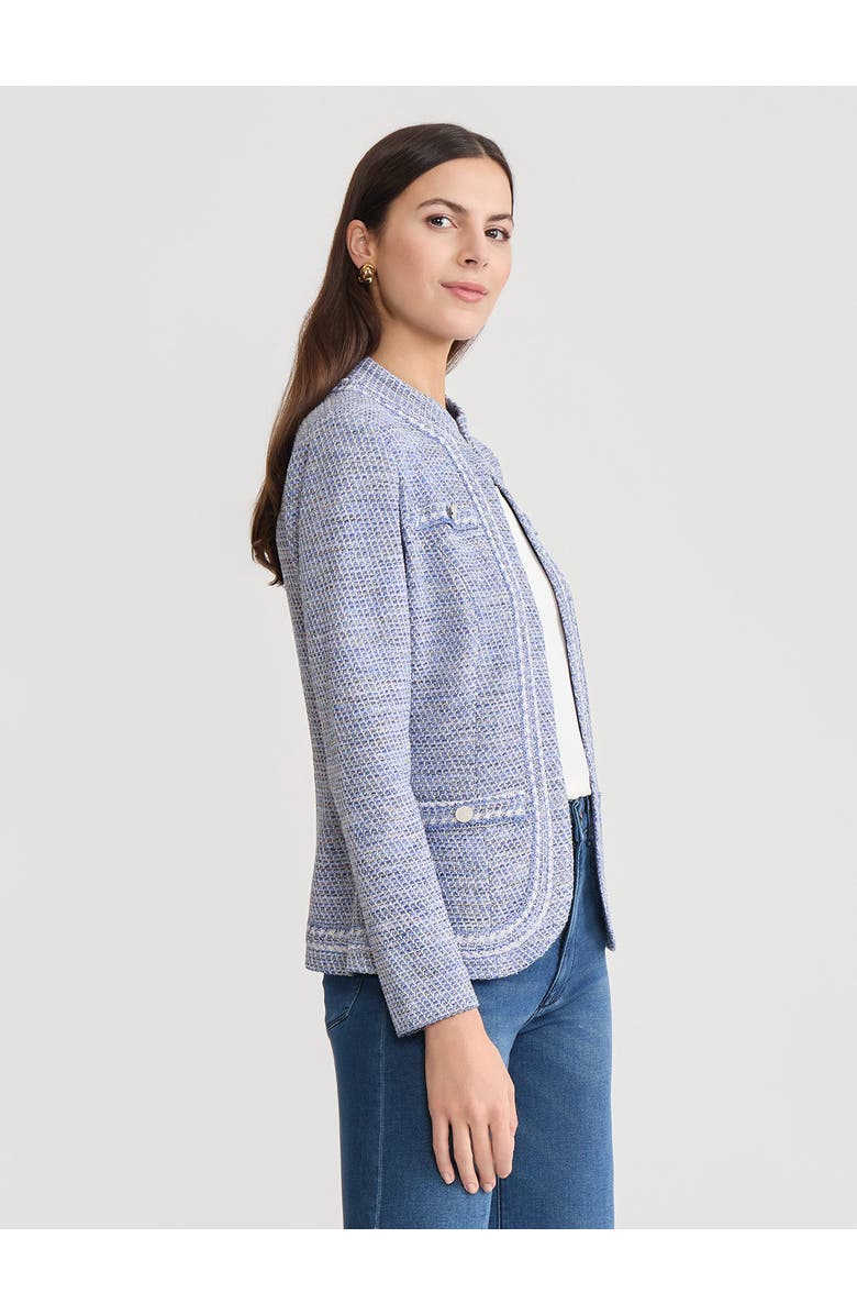 Misook Melange Tweed Knit Jacket, Alternate, color, Aegean Blue/Biscotti