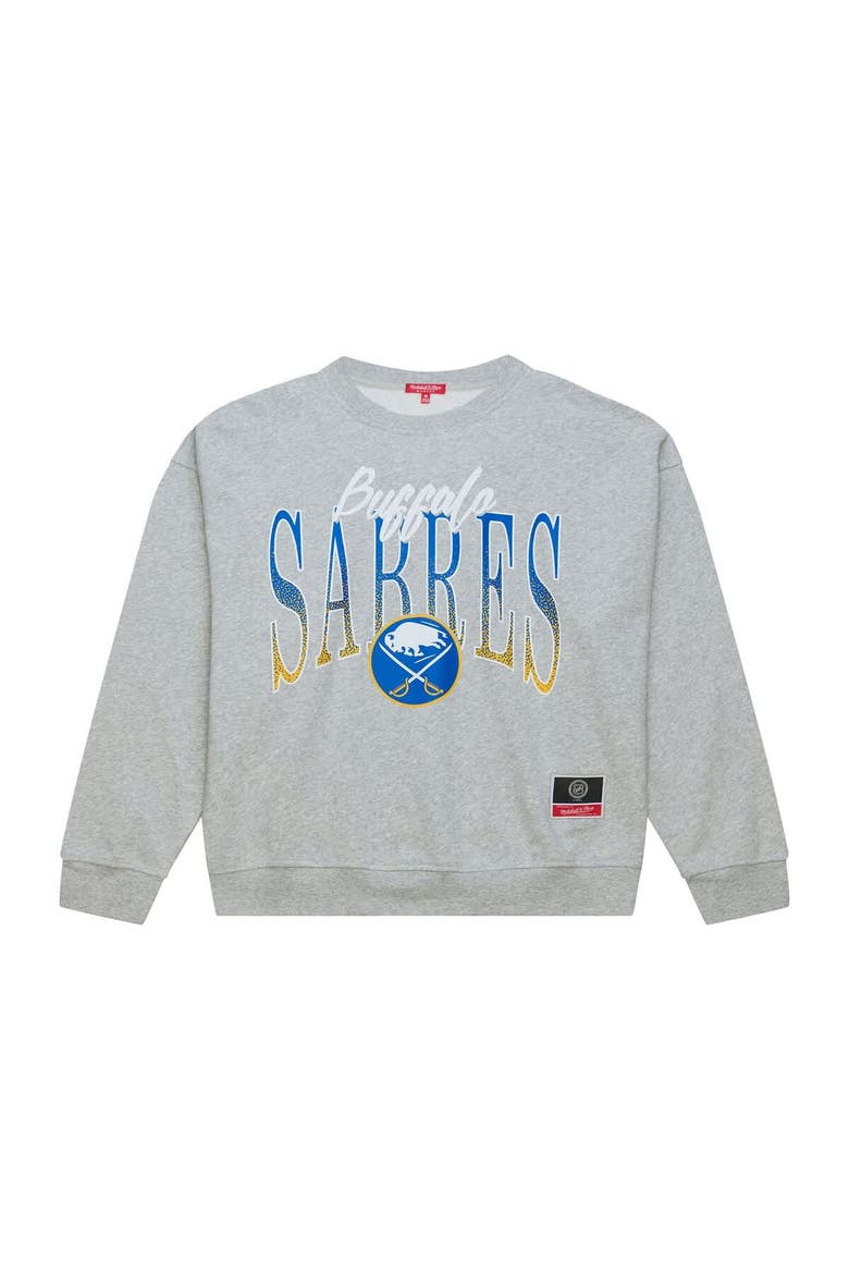 Women's Mitchell & Ness  Heather Gray Buffalo Sabres Hockey Night Sweatshirt, Main, color, Heather Gray