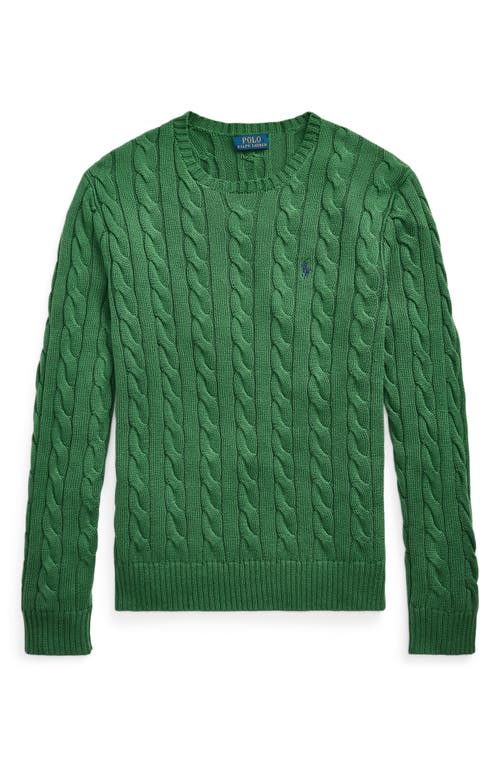 Polo Ralph Lauren Cable Knit Cotton Crewneck Sweater In Green