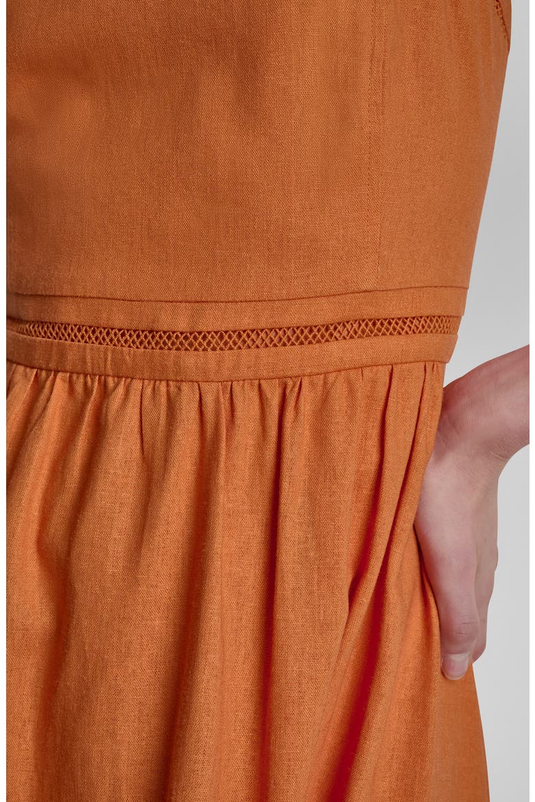 Eyelet Embroidery Linen Blend A-Line Dress, Alternate, color, AMBERGLOW