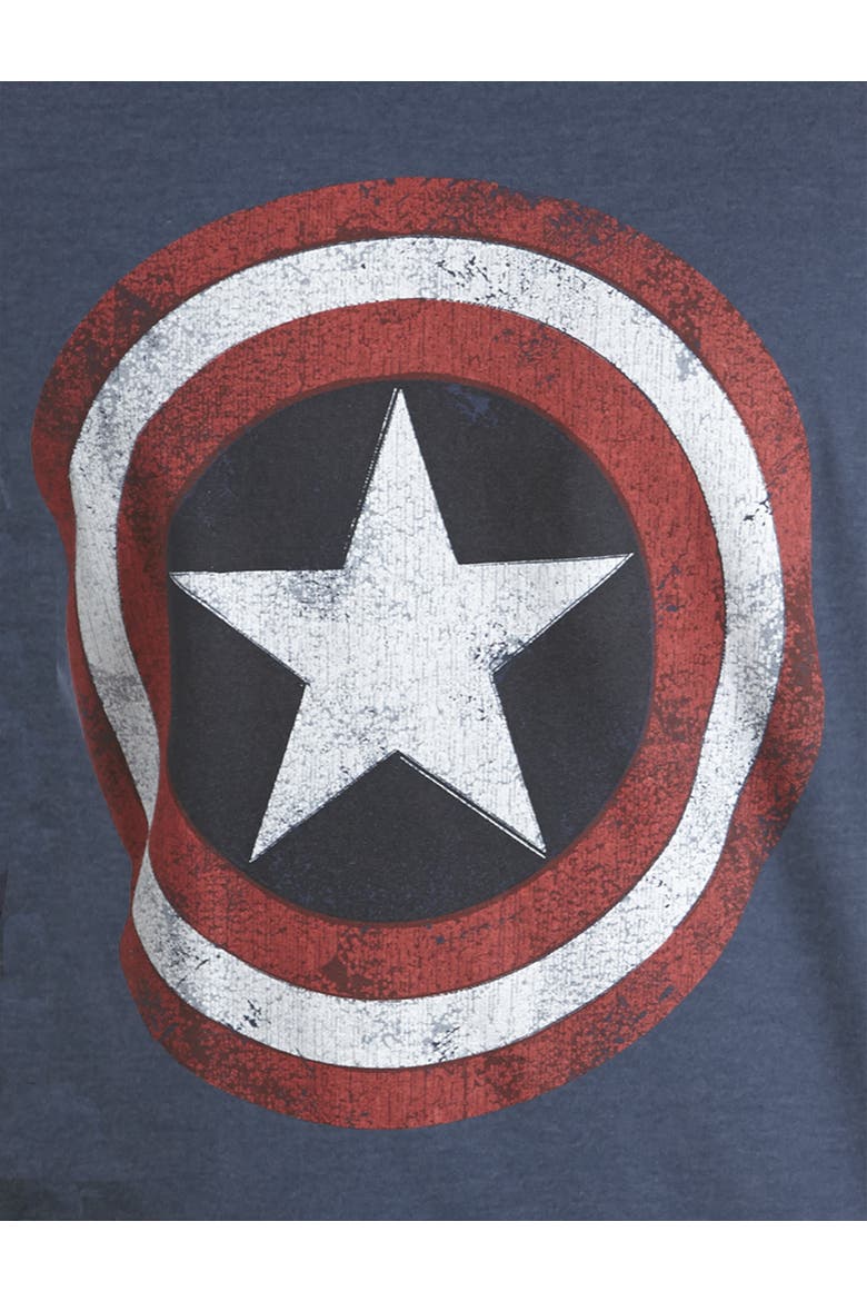 Big & Tall Comics Captain America Graphic Tee, Alternate, color, NAVY HEATHER