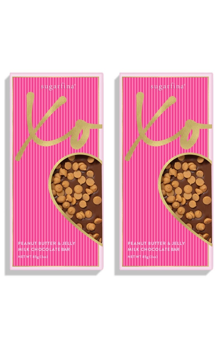 sugarfina Set of 2 Peanut Butter & Jelly Chocolate Bars, Main, color, 