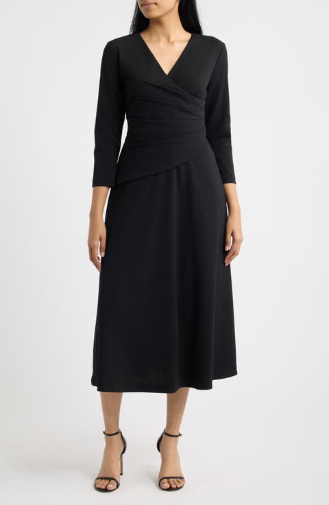 Radiating Dart Wrap Midi Dress