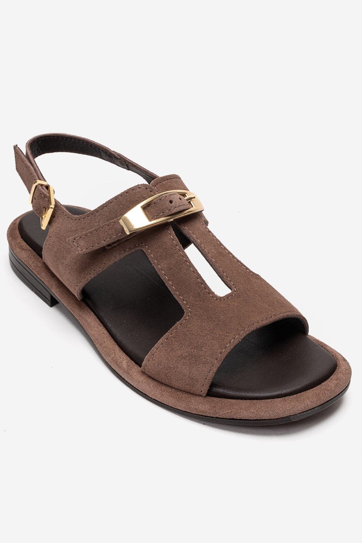 Auren Leather Buckle Sandal, Alternate, color, Mink Suede