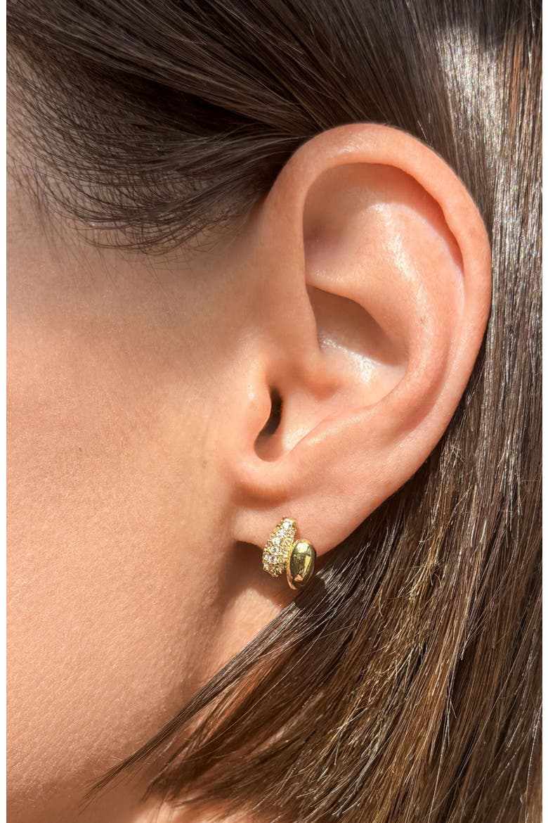 Double Band Cubic Zirconia Stud Earrings, Alternate, color, GOLD