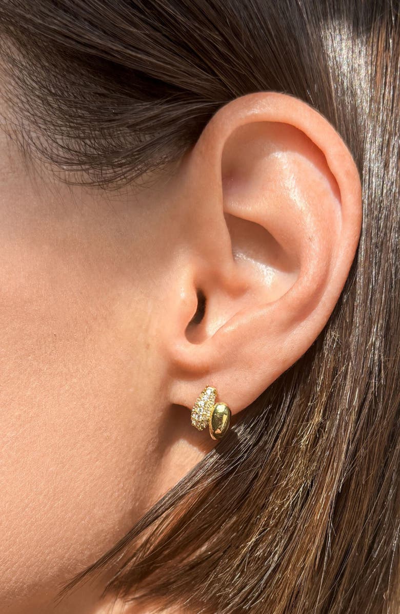 Adornia Double Band Cubic Zirconia Stud Earrings, Alternate, color, Gold