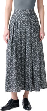 Akris Mini Anemone Pleated Cotton Voile Maxi Skirt