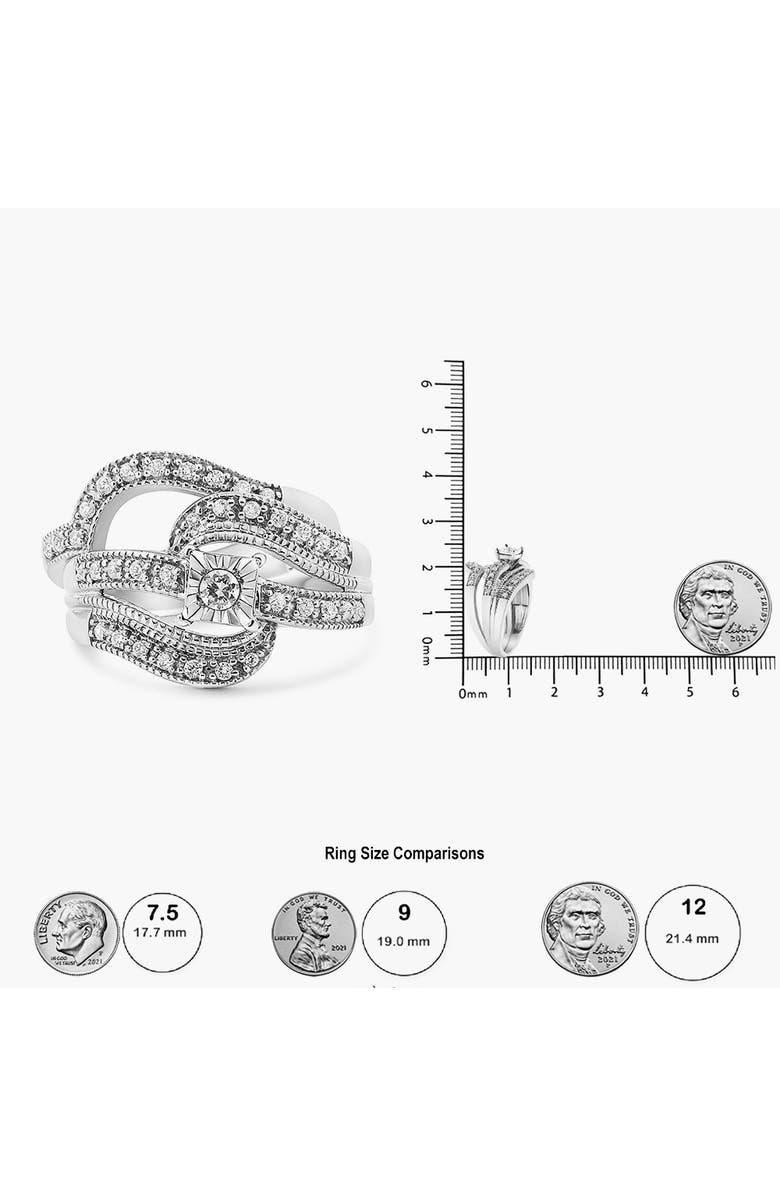 Haus of Brilliance Silver 1/3 Cttw Diamond Crisscross Engagement Ring Bridal Set, Alternate, color, White