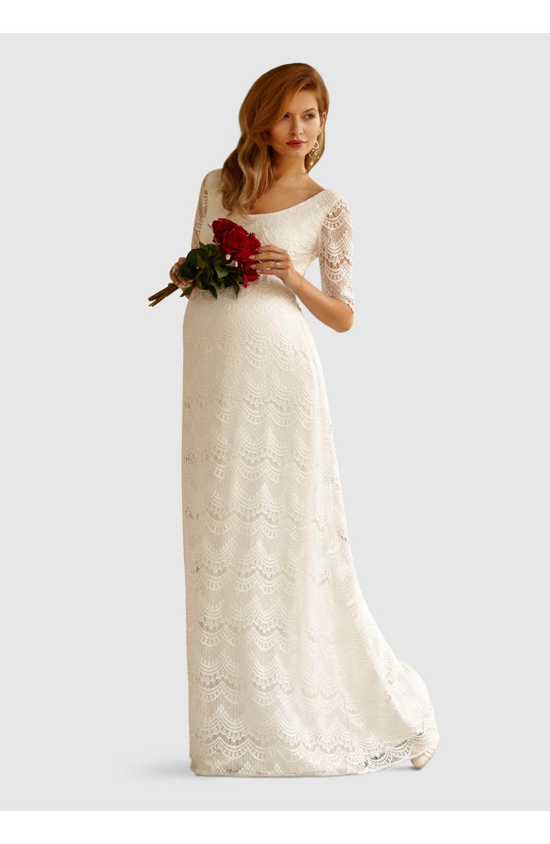 Tiffany Rose Maternity Verona Gown Long, Main, color, Bright Ivory