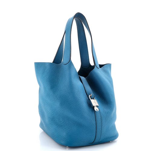 Pre-owned Hermes Hermes Picotin Lock Bag Clemence Gm In Blue