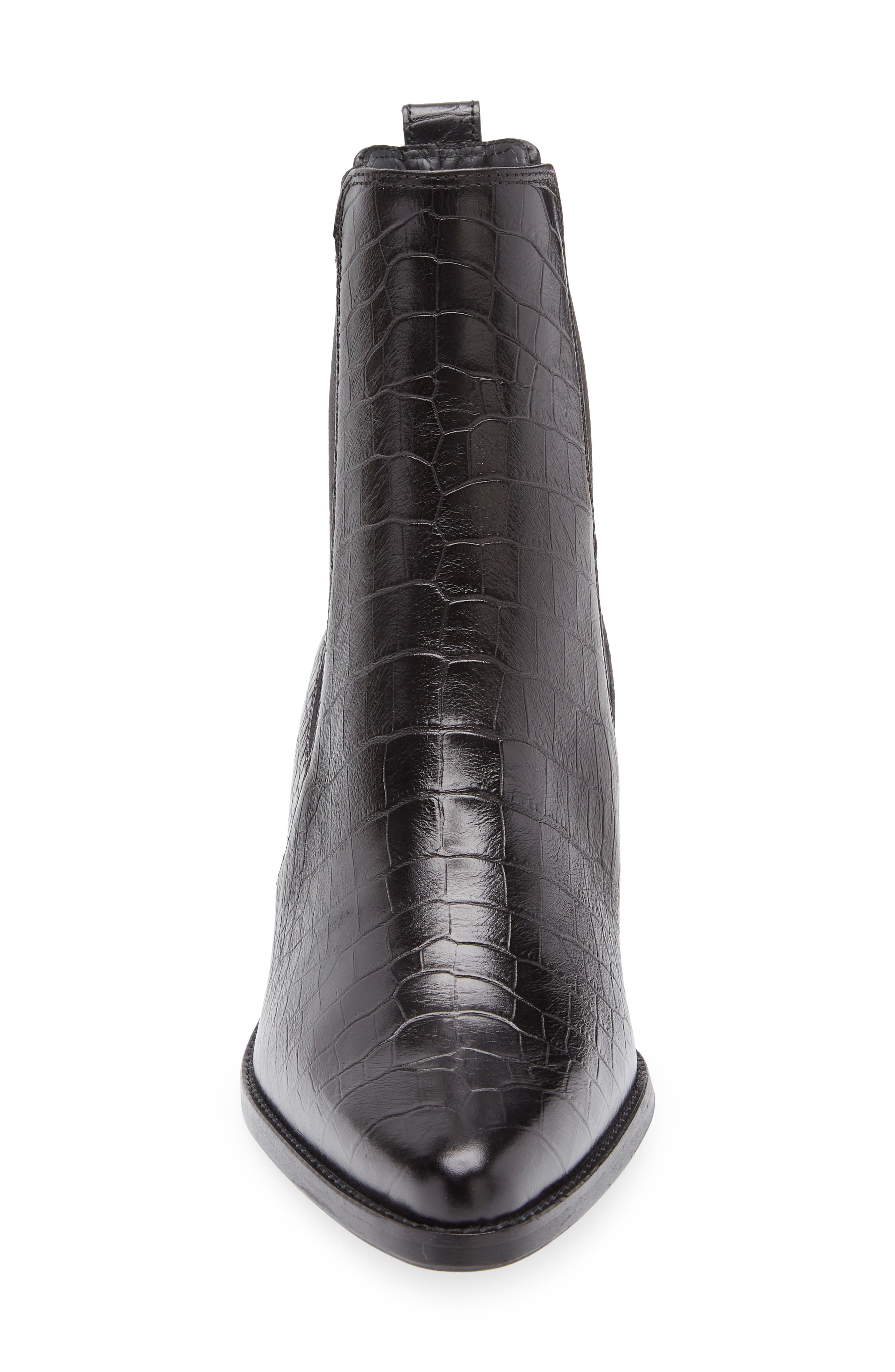 Paul Green Cojo Pointed Toe Chelsea Boot, Alternate, color, Black Croco