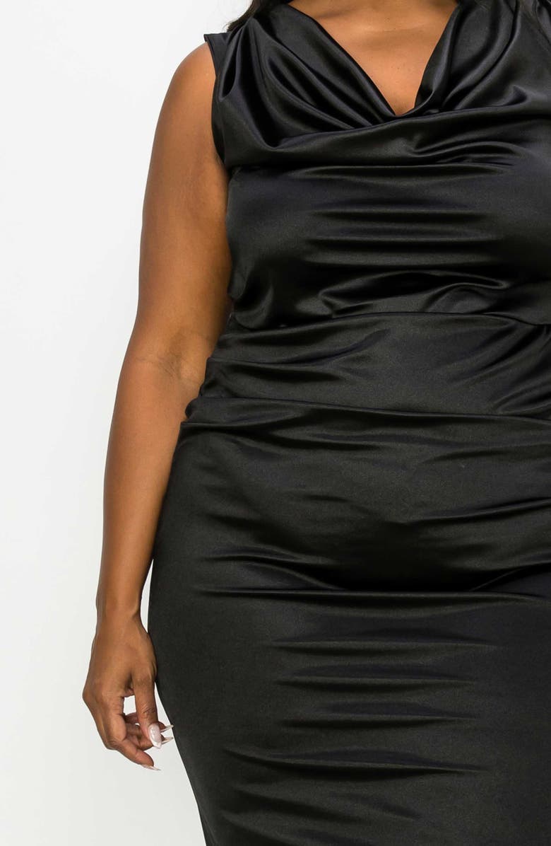 L I V D Topanga Cowl Neck Stretch Satin Midi Dress, Alternate, color, 