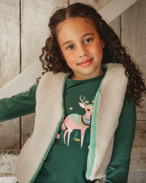 Deux Par Deux Girl Organic Cotton Long Sleeve T-shirt In Green
