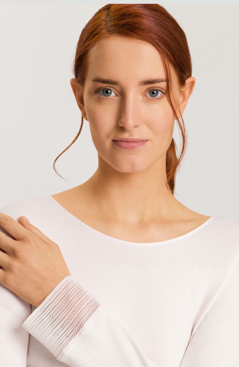 Hanro Sophie Lace Trim Mercerized Cotton Pajamas, Alternate, color, 