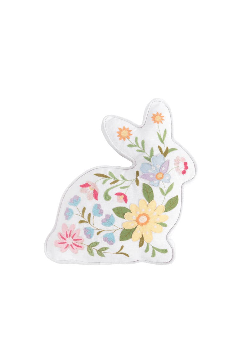 Easter Bunny Rabbit Shaped Accent Pillow, 14" x 14", Main, color, White
