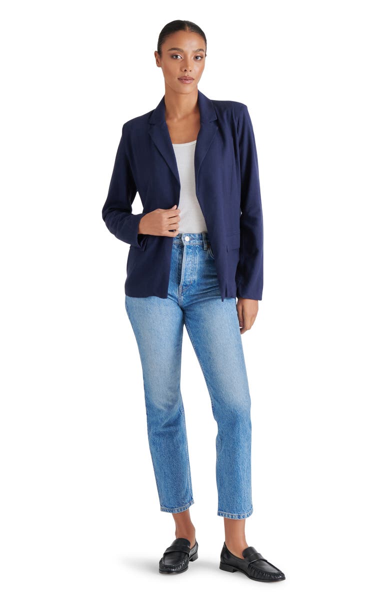 Steve Madden Payton Linen Blend Blazer, Alternate, color, Marine