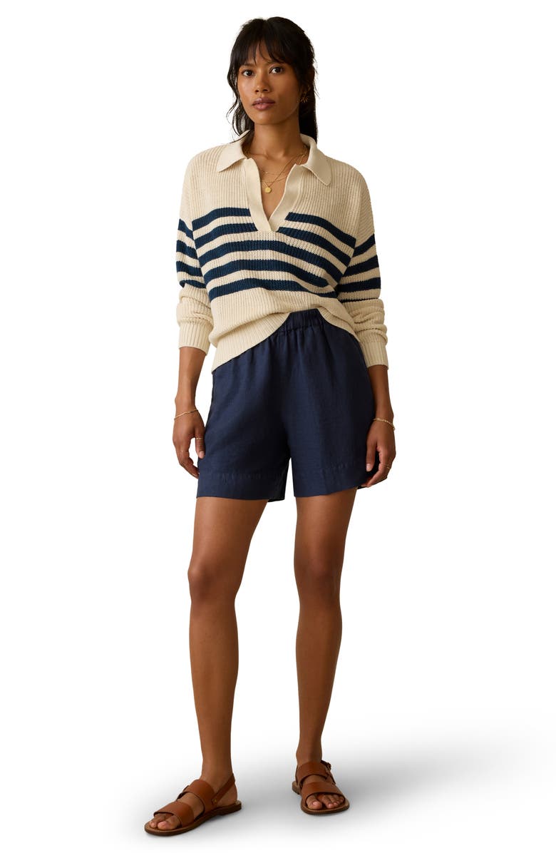 Faherty Miramar Linen & Organic Cotton Polo Sweater, Alternate, color, Ocean Ties Stripe