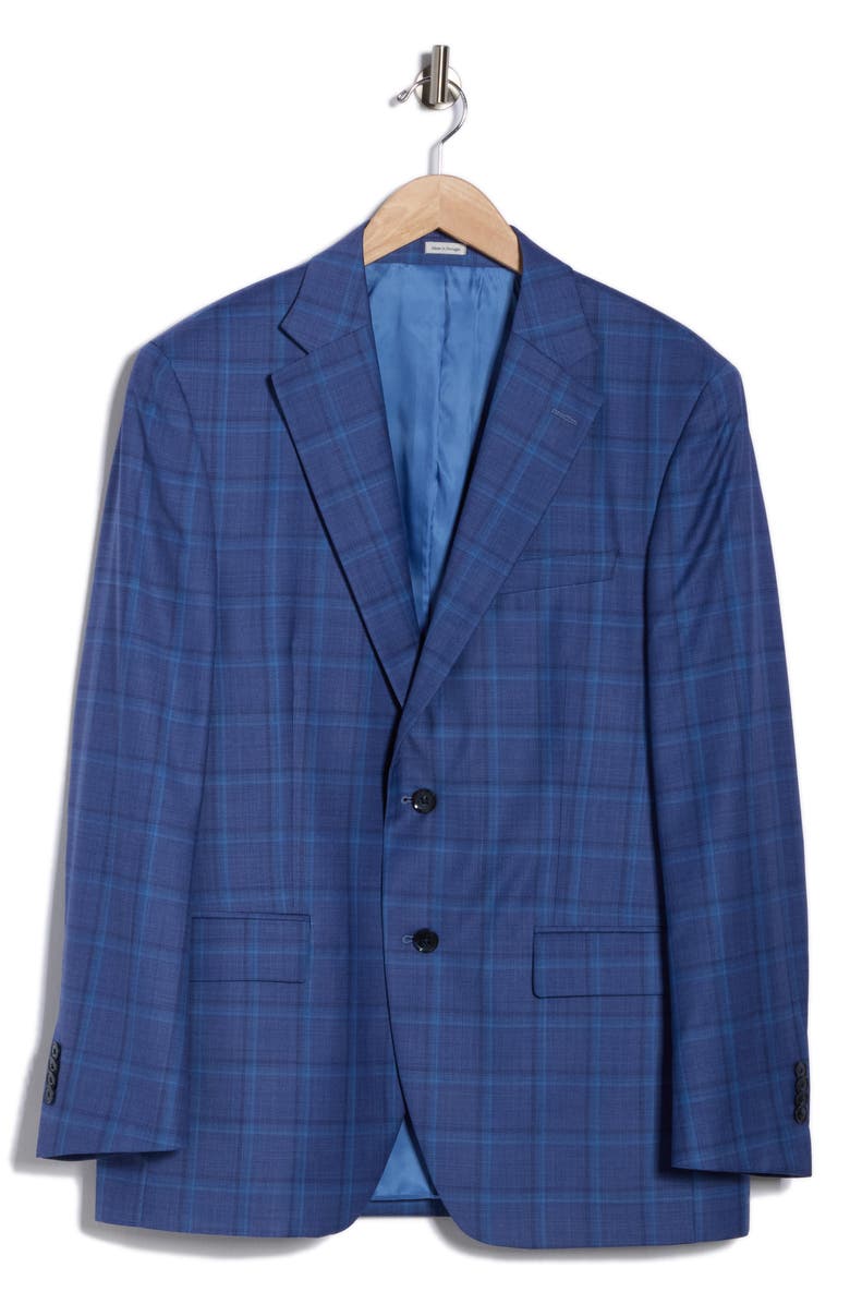 Peter Millar Flynn Classic Fit Plaid Wool Sport Coat, Main, color, Medium Blue