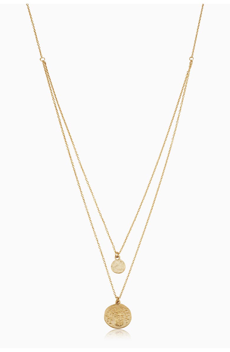 Oradina 14K Yellow Gold Greek Medallion Layered Necklace, Main, color, Yellow Gold