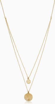 Oradina 14K Yellow Gold Greek Medallion Layered Necklace