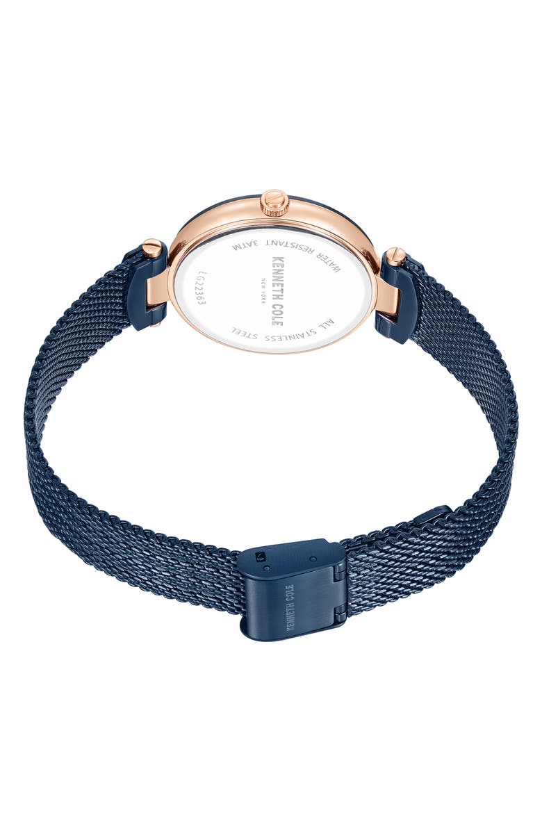 Kenneth Cole Diamond Index Mesh Strap Watch, 34mm, Alternate, color, 
