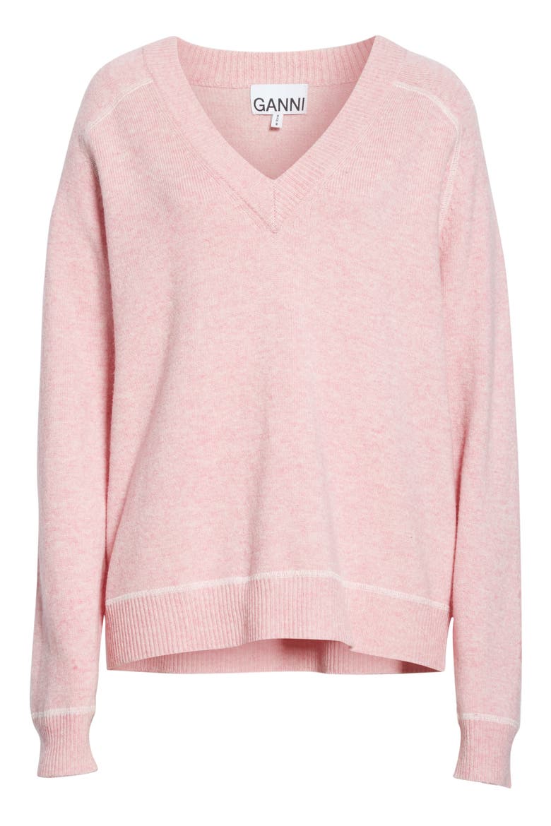 Relaxed V-Neck Sweater, Alternate, color, CANDY PINK
