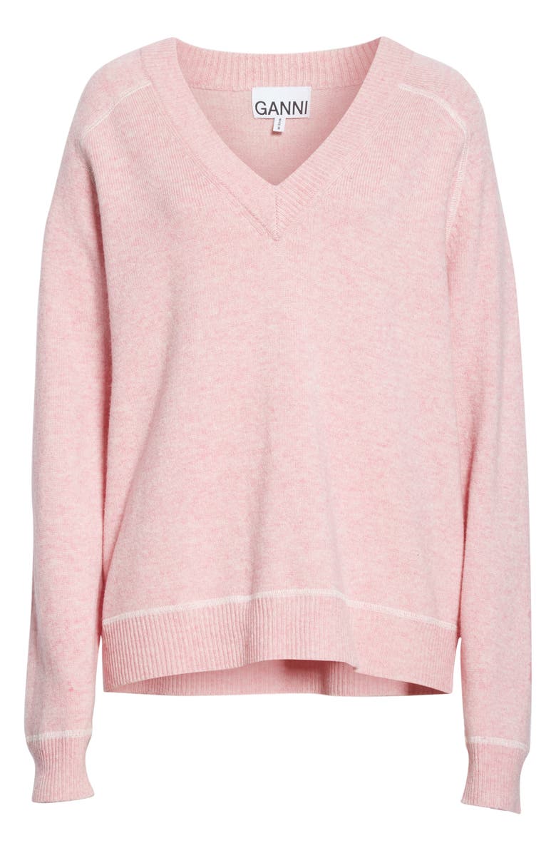 Ganni Relaxed V-Neck Sweater, Alternate, color, 