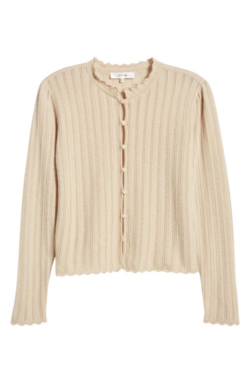 Frame Ruffle Neck Cardigan In Taupe In Taupe
