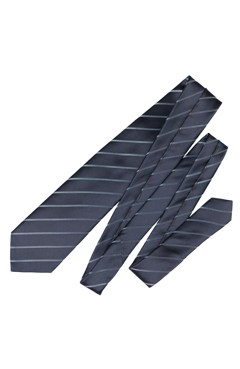 Elizabetta Esino - Extra Long Silk Jacquard Tie for Men, Alternate, color, Midnight Blue And Silver