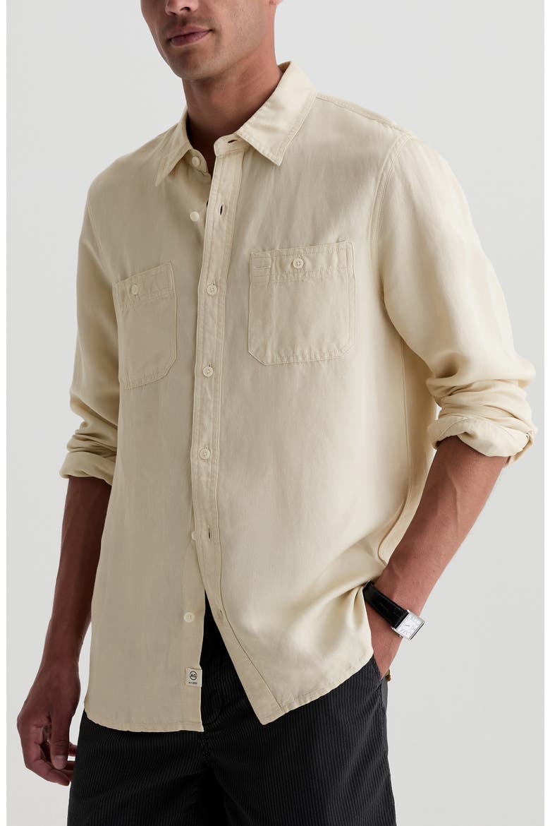 Mason Long Sleeve Linen Blend Work Shirt, Main, color, CHAMPAGNE